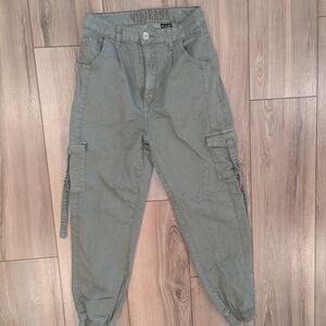 VIP OliveGreen Cargo Jeans with Logo Button